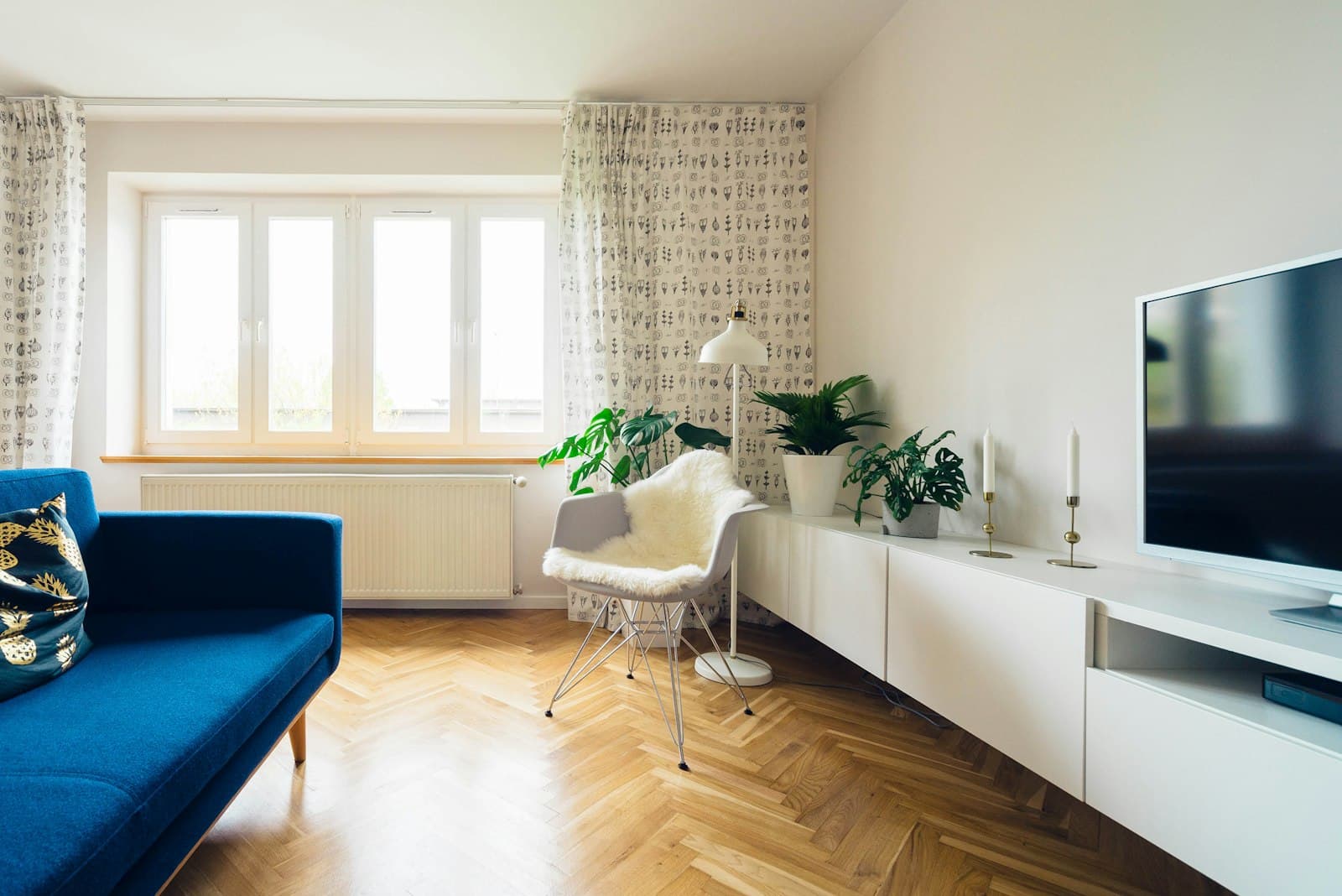 A bright, spotless living room